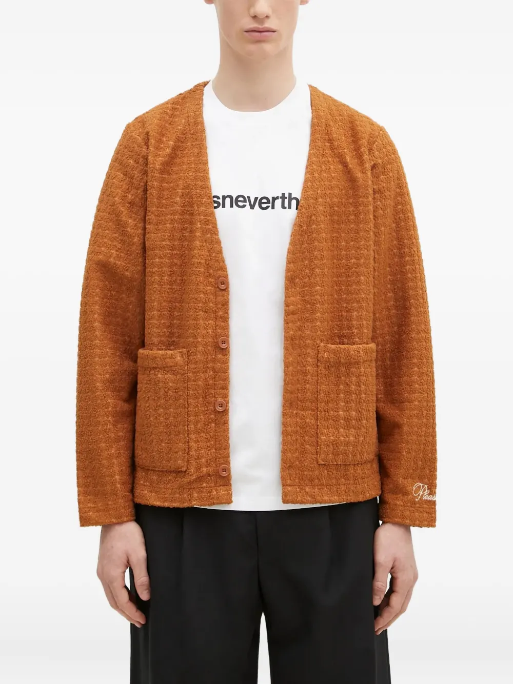 textured pocket cardigan