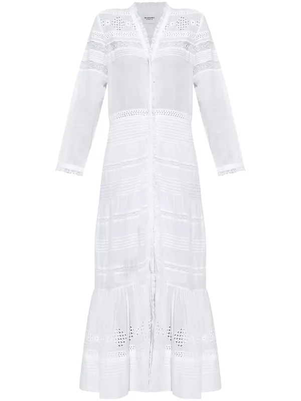 ワンピース MARANT ETOILE DANIVA LONG DRESS IN COTTON VOILE MARANT ÉTOILE Daniva lace-trimmed broderie anglaise organic