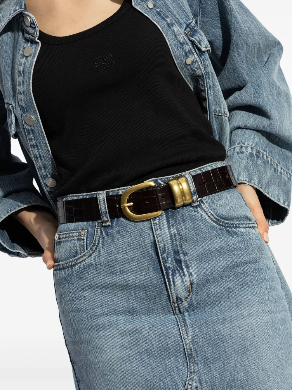 Shop By Malene Birger Leather Belt In Black