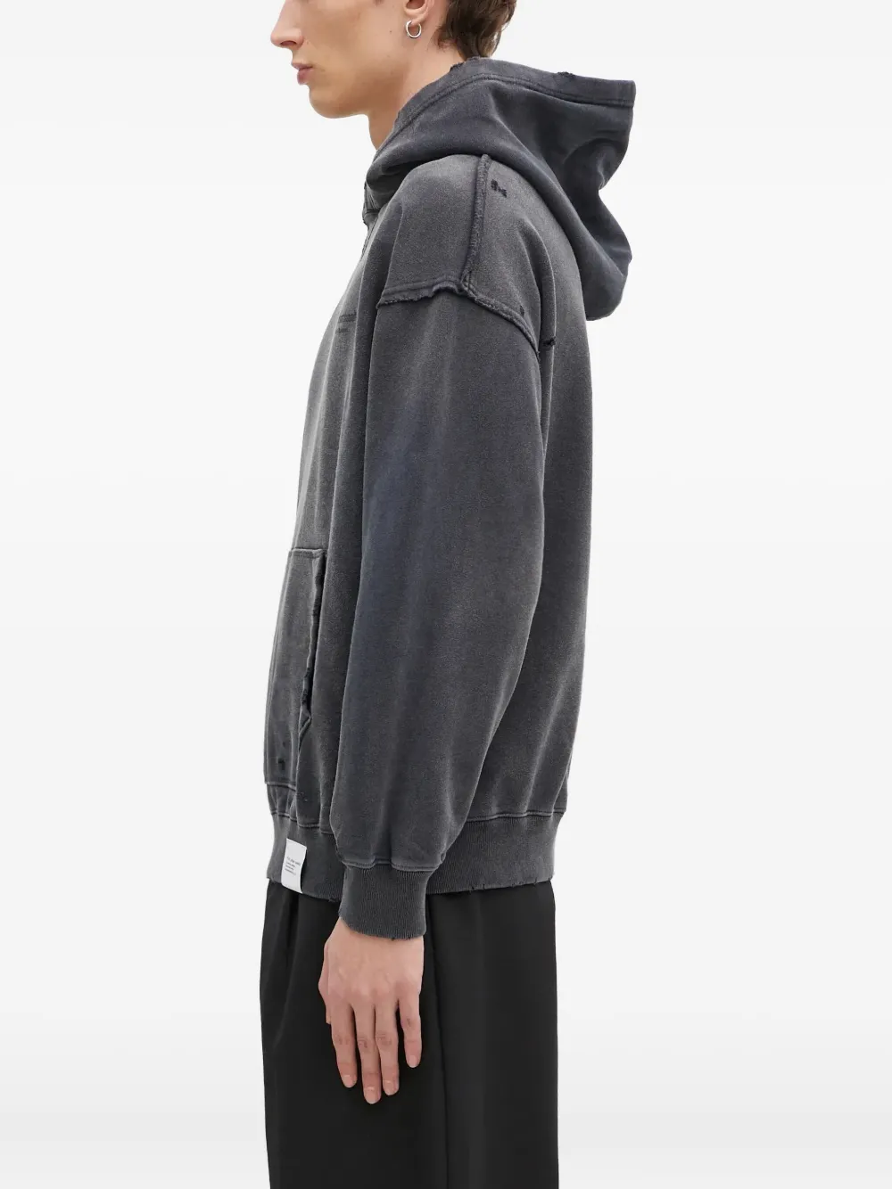 Neighborhood distressed pocket hoodie Zwart