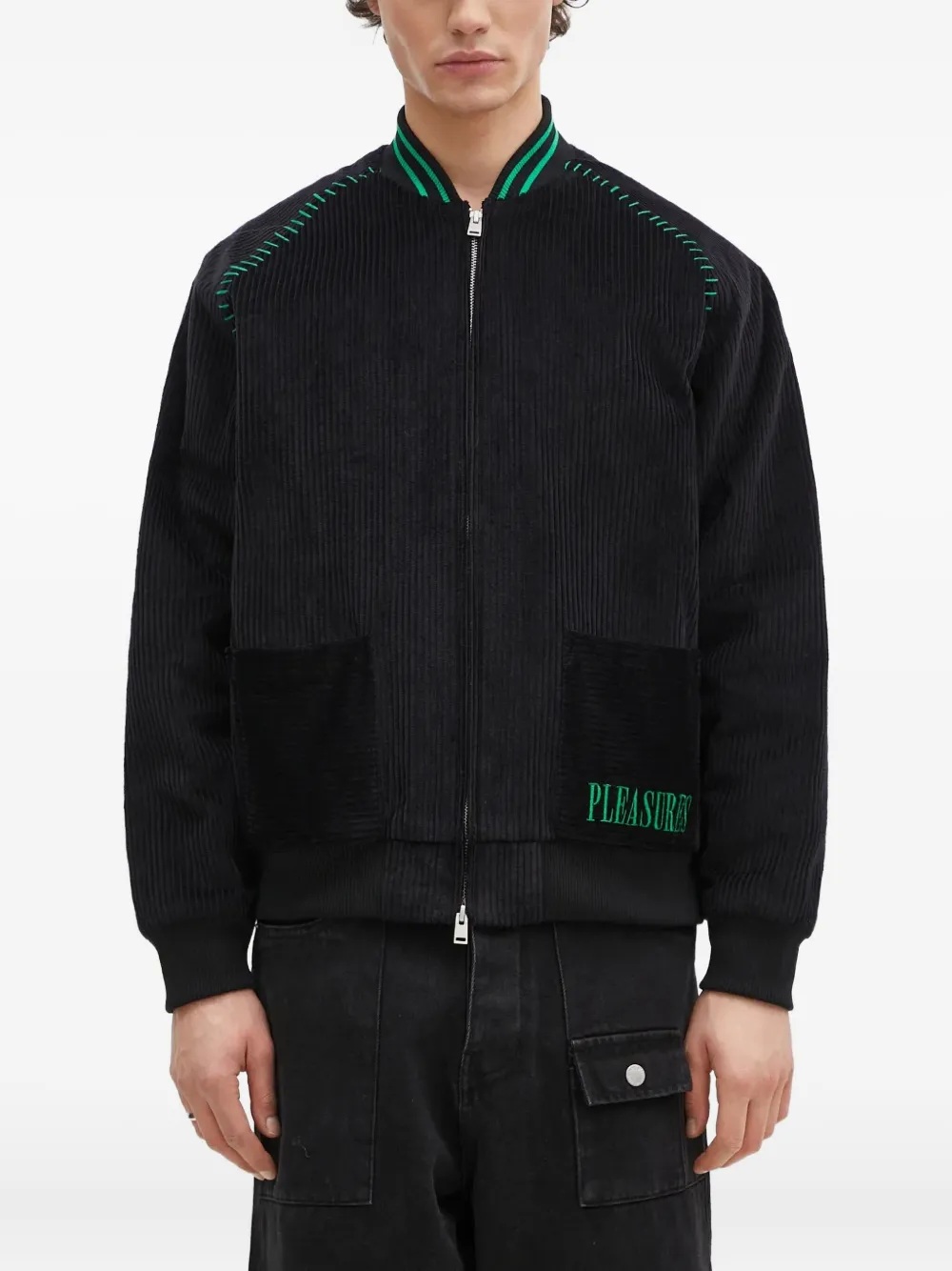 ribbed-panel corduroy bomber jacket