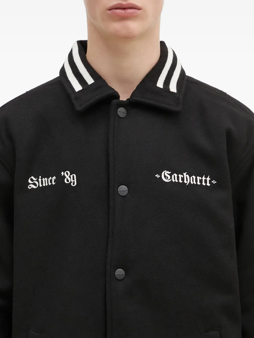 Carhartt WIP embroidered coach jacket Zwart