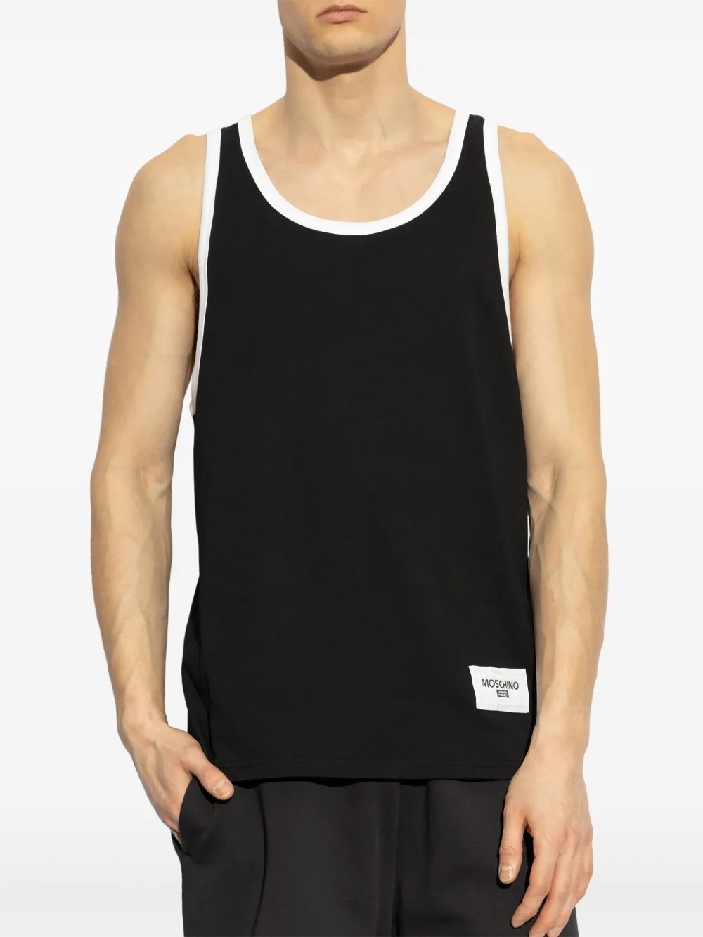 Moschino Tanktop met logo-applicatie Zwart
