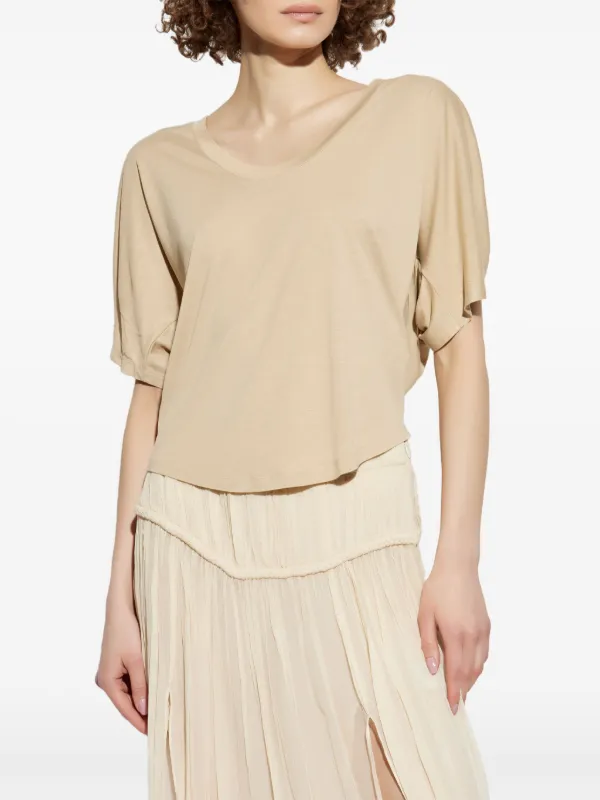 ISABEL MARANT【関税送料込】Ulietta ビスコース＆シルクトップ ISABEL MARANT ドレープディテール トップ | ニュートラル