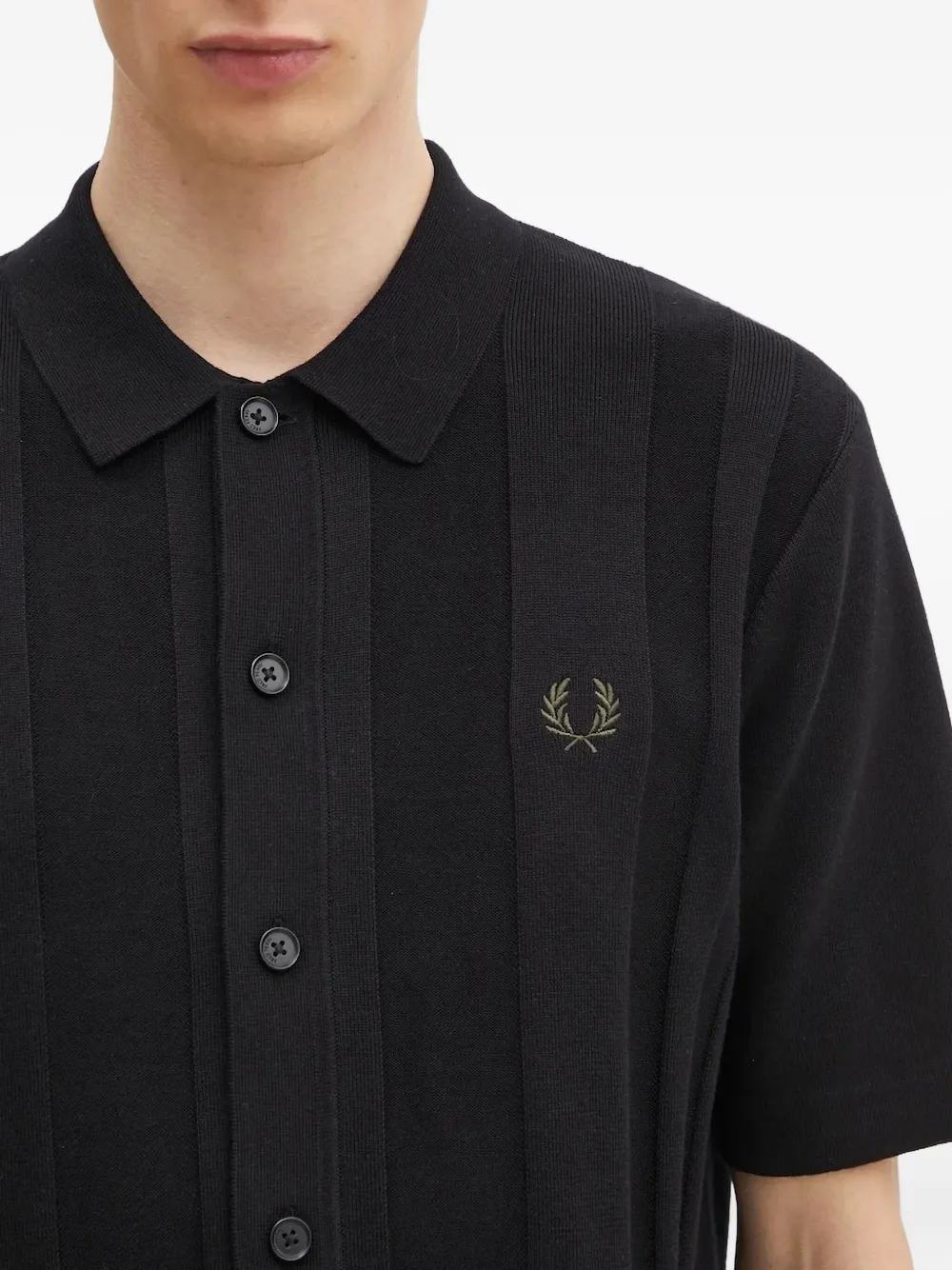Fred Perry ribbed-panels polo shirt Zwart