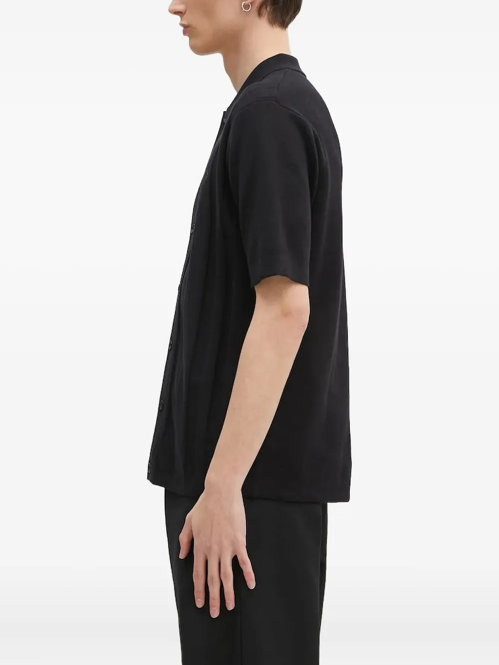 Fred Perry Poloshirt met geribbelde vlakken - Zwart