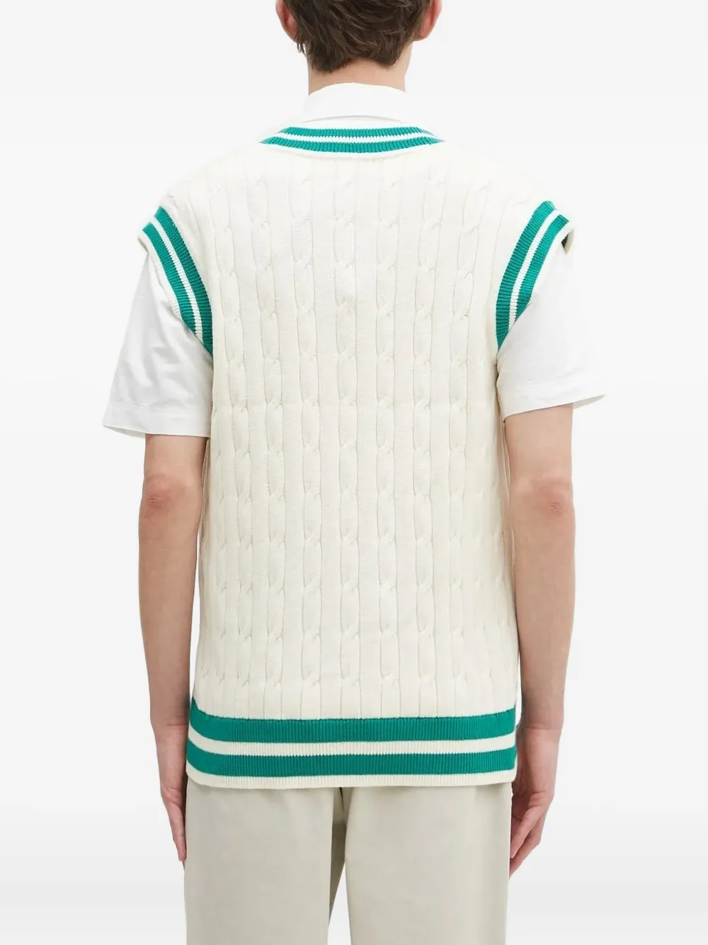 Fred Perry cable-knit V-neck sweater vest Beige