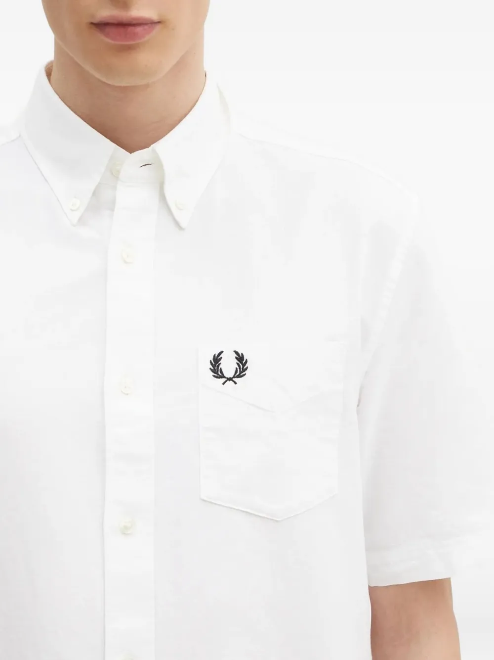 Fred Perry Embroidered-logo Shirt In White
