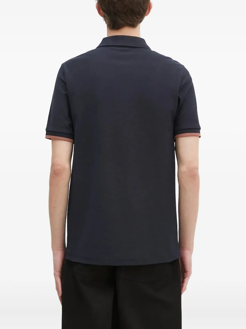 Fred Perry zip-neck logo-embroidered polo shirt Blauw