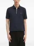 Fred Perry zip-neck logo-embroidered polo shirt - Blue