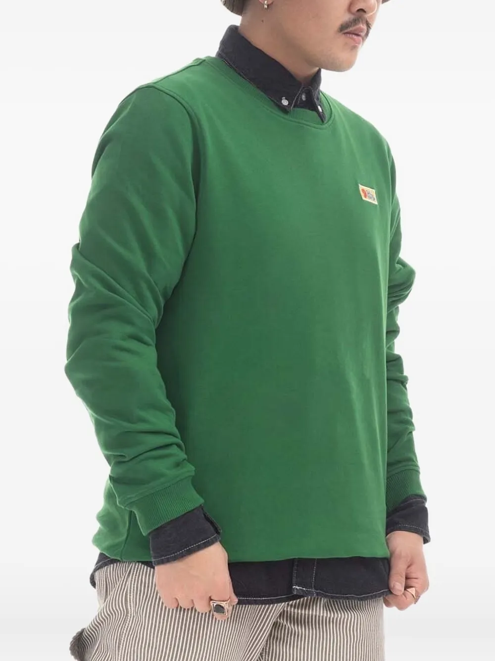 Fjall Raven Logo-patch Crew-neck Sweatshirt In Green
