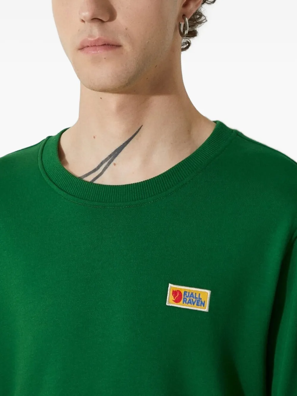 Fjall Raven Logo-patch Crew-neck Sweatshirt In Green