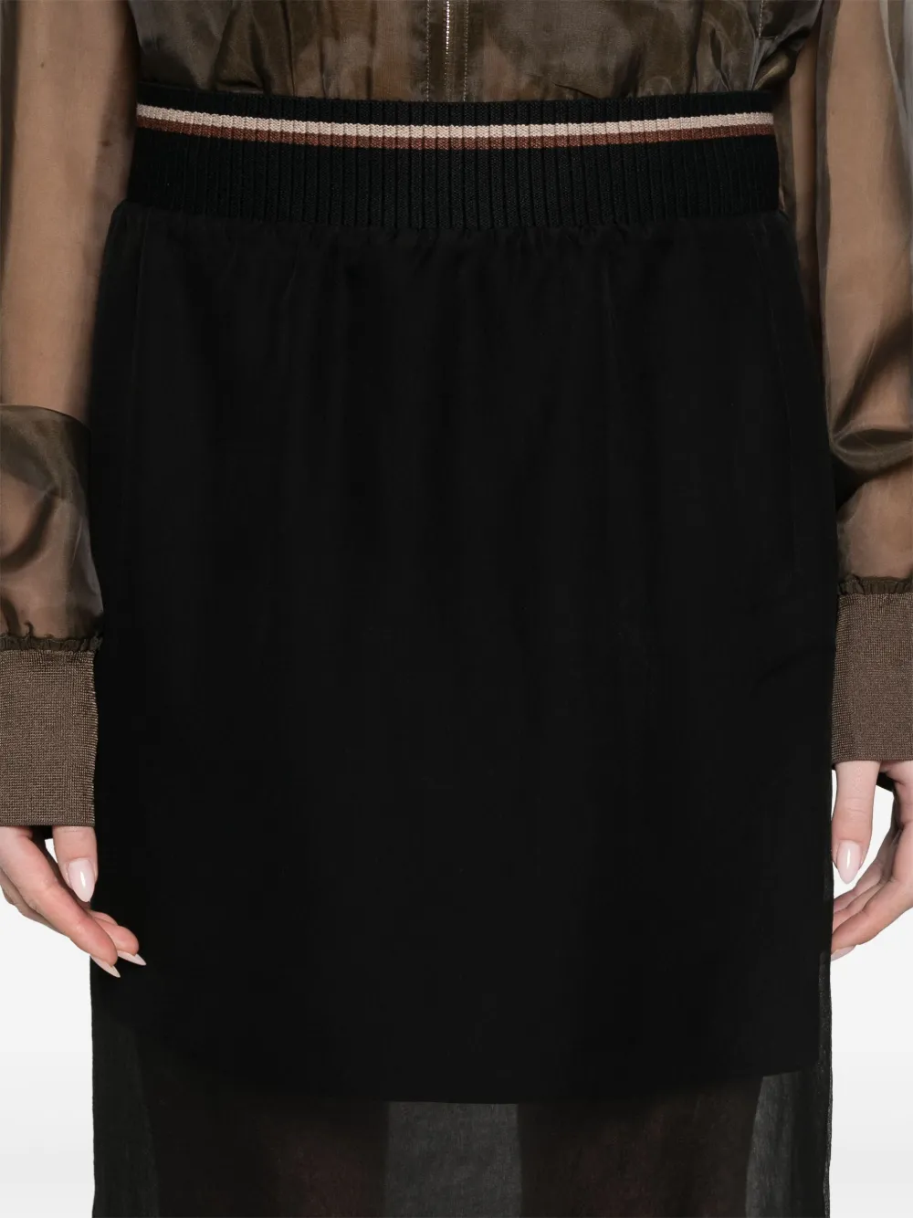 Brunello Cucinelli Semi-doorzichtige midi-rok Zwart
