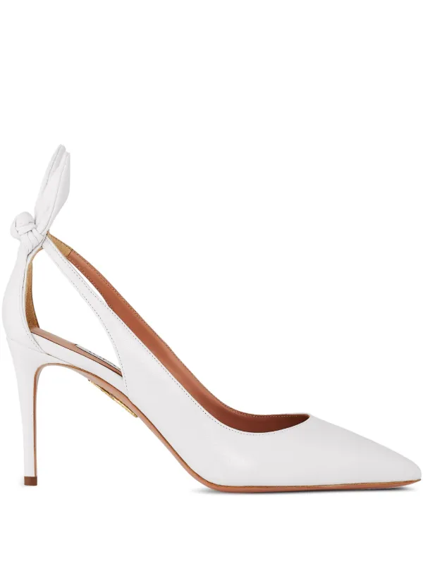 Aquazzura 85mm Bow Tie Pumps White FARFETCH PT