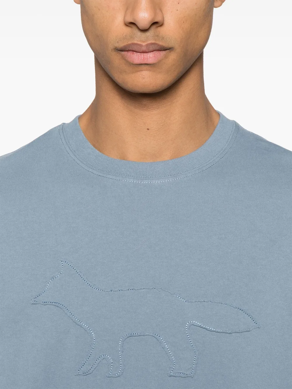 Maison Kitsuné T-shirt met Profile Fox-patch Blauw