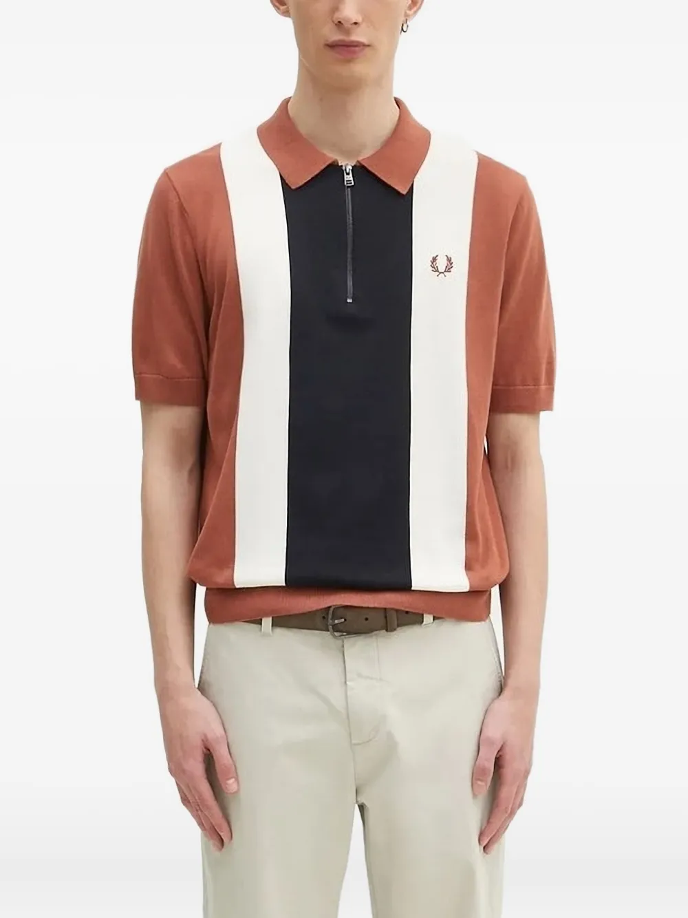 Fred Perry panelled cotton polo shirt Bruin