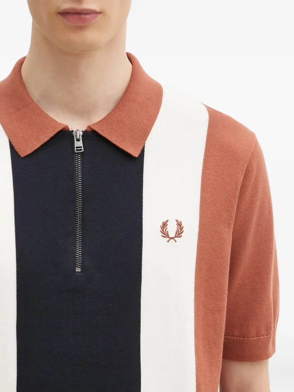 Fred Perry panelled cotton polo shirt Bruin