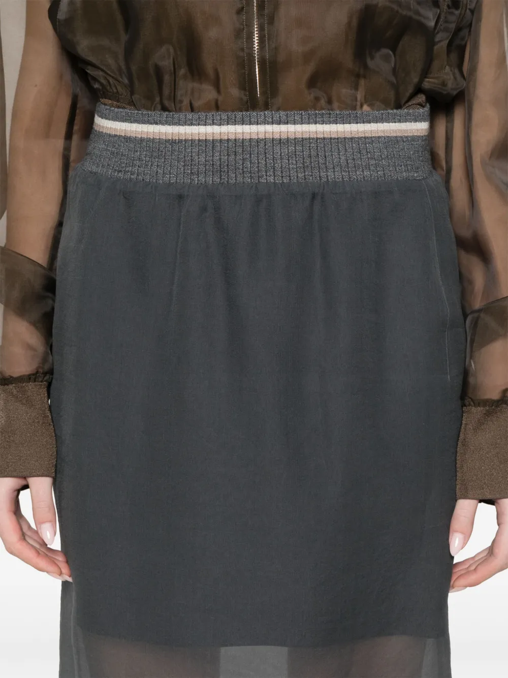 Brunello Cucinelli Semi-doorzichtige midi-rok Grijs