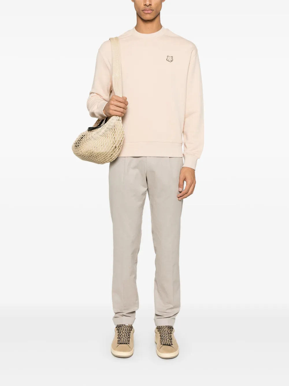 maisonkitsuné Maison Kitsuné Sweater met Bod Fox Head-patch - Beige