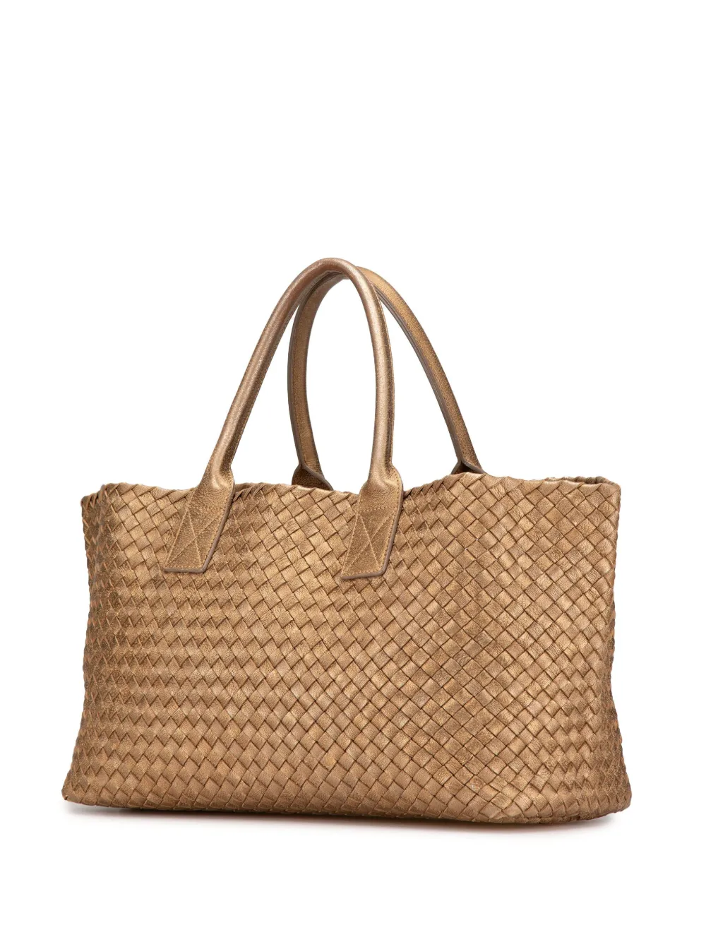 Bottega Veneta Pre-Owned 2000-2007 medium Intreccio Cabat lamsleren shopper - Goud