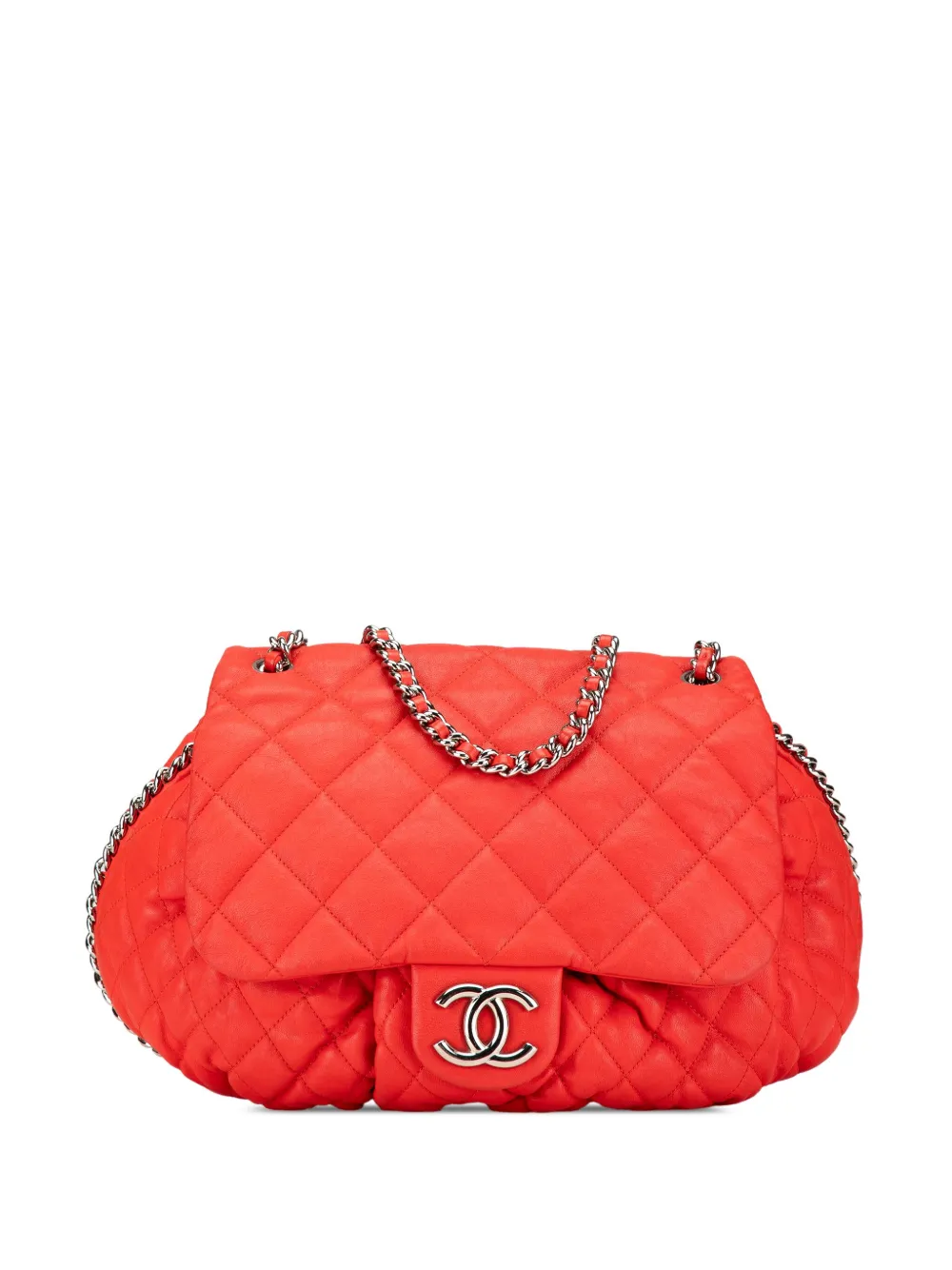 CHANEL Pre-Owned 2011 ラージ マトラッセ ラムスキン チェーンアラウンド フラップ ショルダーバッグ - レッド CHANEL Pre-Owned 2011 ラージ マトラッセ ラムスキン チェーンアラウンド フラップ ショルダーバッグ - レッド