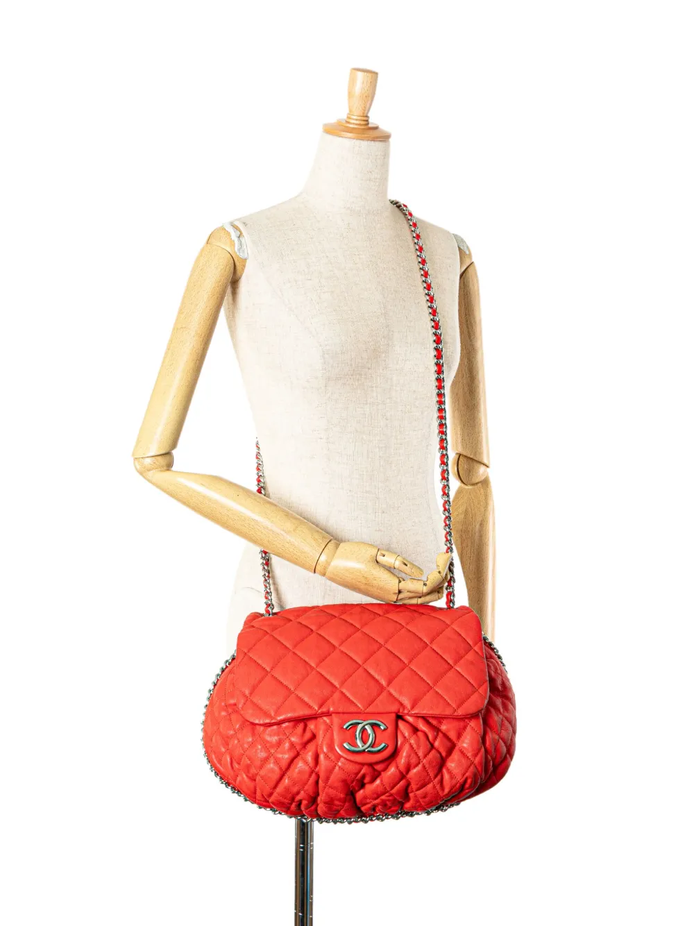 2011 Large Quilted Lambskin Chain Around Flap Crossbody Bag