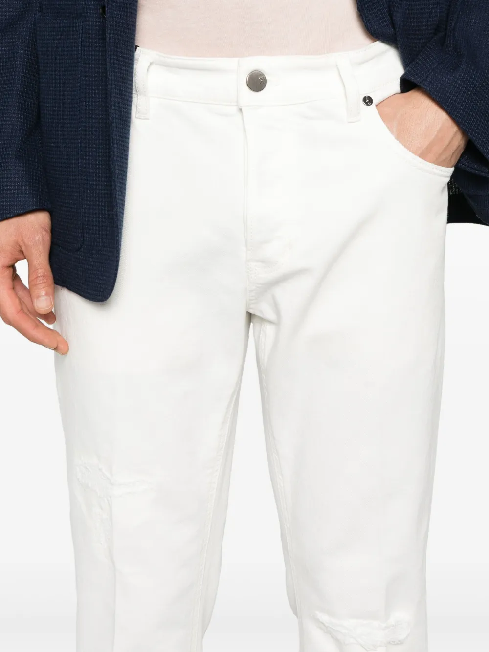 PT Torino Jeans met gescheurd detail Wit