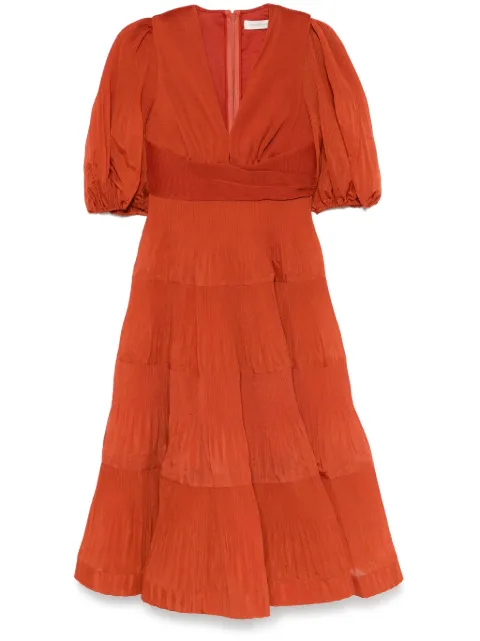 ZIMMERMANN vestido midi con detalle de pliegues