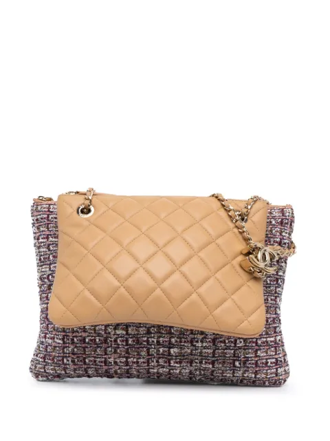 CHANEL Pre-Owned 2019 Quilted Lambskin and Tweed Double Case with Chain crossbody bag