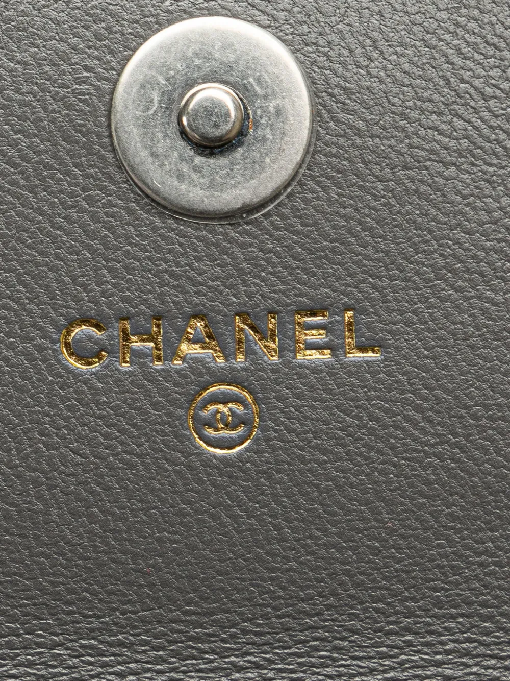 Pre-owned Chanel 2021-2024 Lambskin 19 Flap Coin Purse With Chain Crossbody Bag In Grey