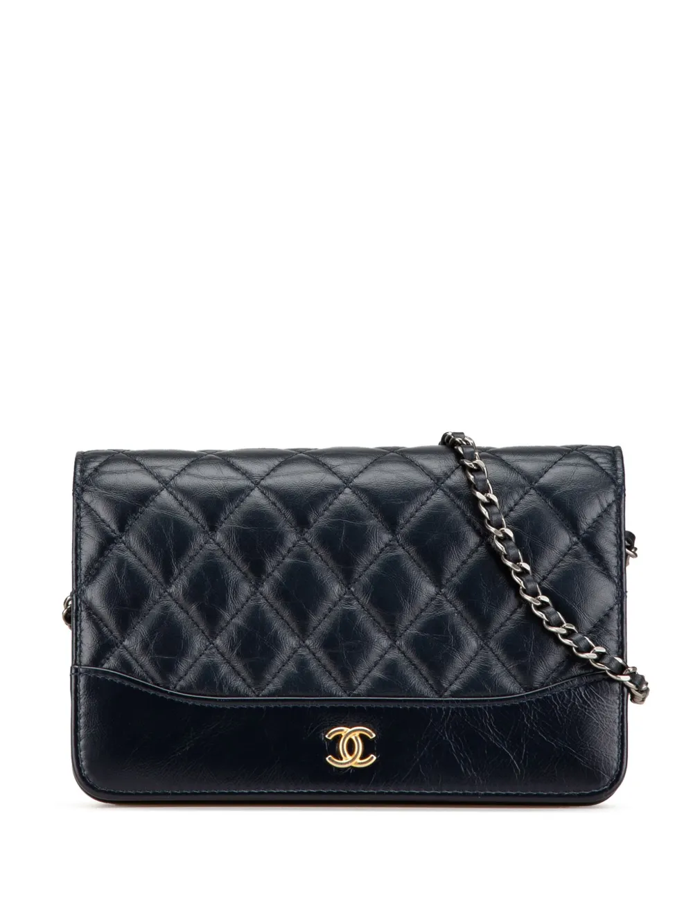 CHANEL Pre-Owned 2019 Quilted Aged Calfskin Gabrielle Wallet On Chain crossbody bag | Black | Image 1
