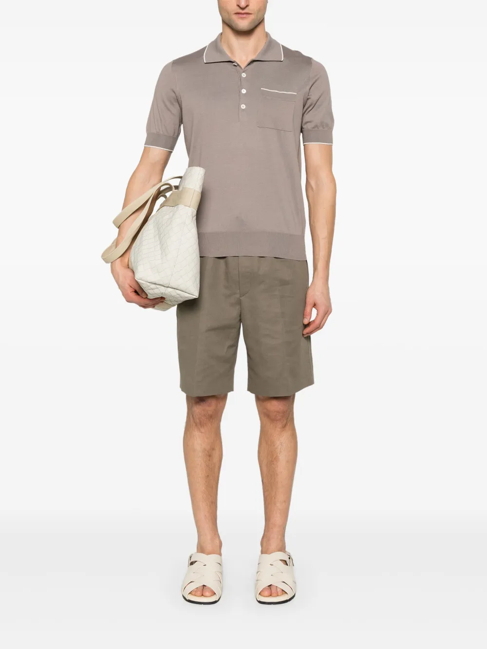 Brunello Cucinelli Fijngebreid poloshirt - Beige