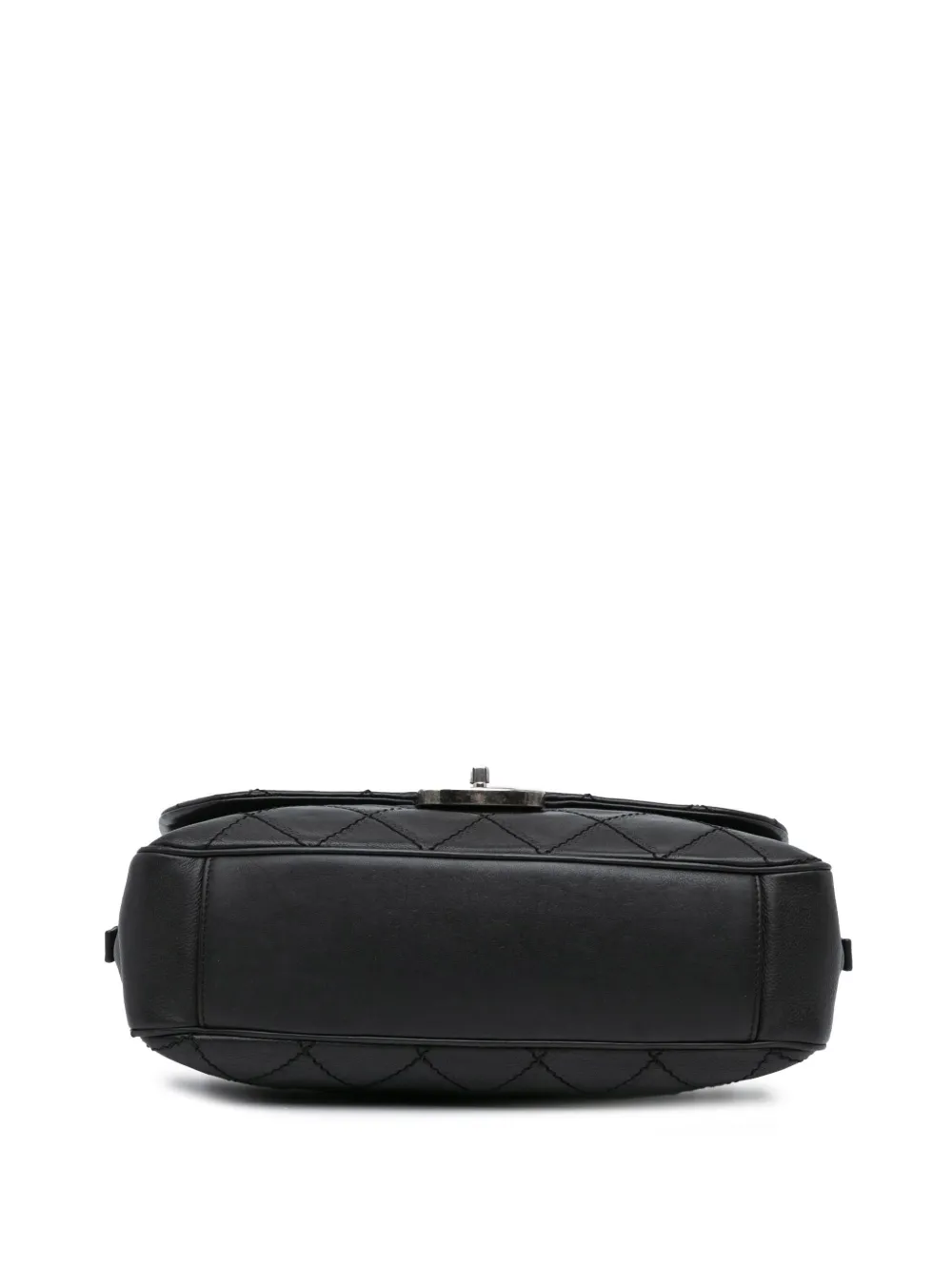 Pre-owned Chanel 2013-2014 Paris Edinburgh Jumbo Calfskin Coco Sporran Flap Shoulder Bag In Black