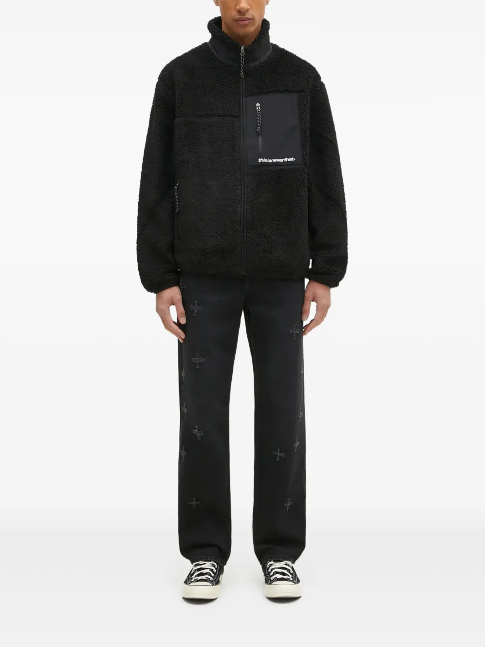 This Is Never That logo-print zip-up jacket | Black | Image 1