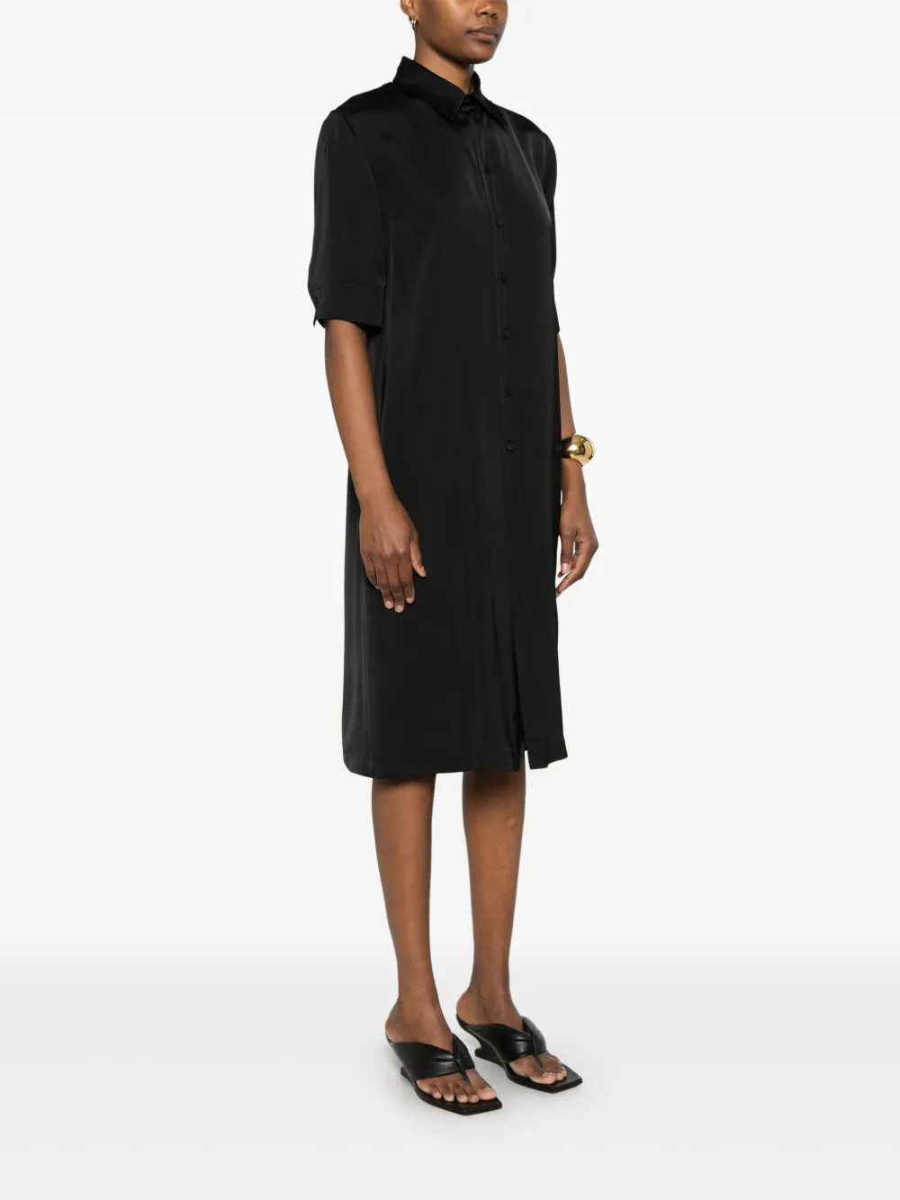 Jil Sander Satijnen blousejurk Zwart