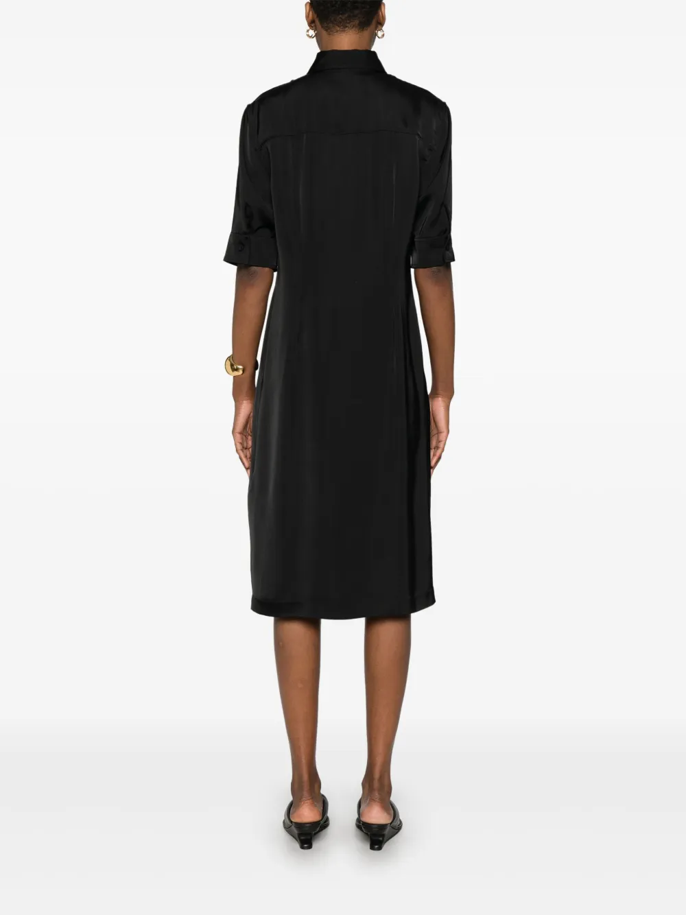 Jil Sander Satijnen blousejurk Zwart