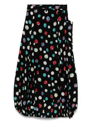 Yohji Yamamoto Noir black diagonally cut dress with polkadot