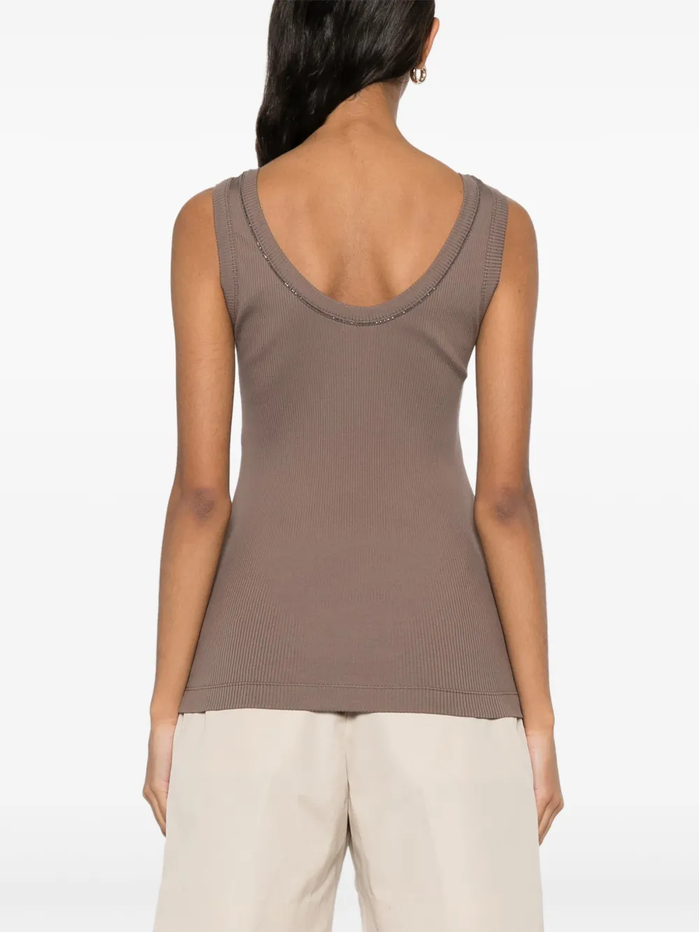 Brunello Cucinelli Geribbelde tanktop Bruin