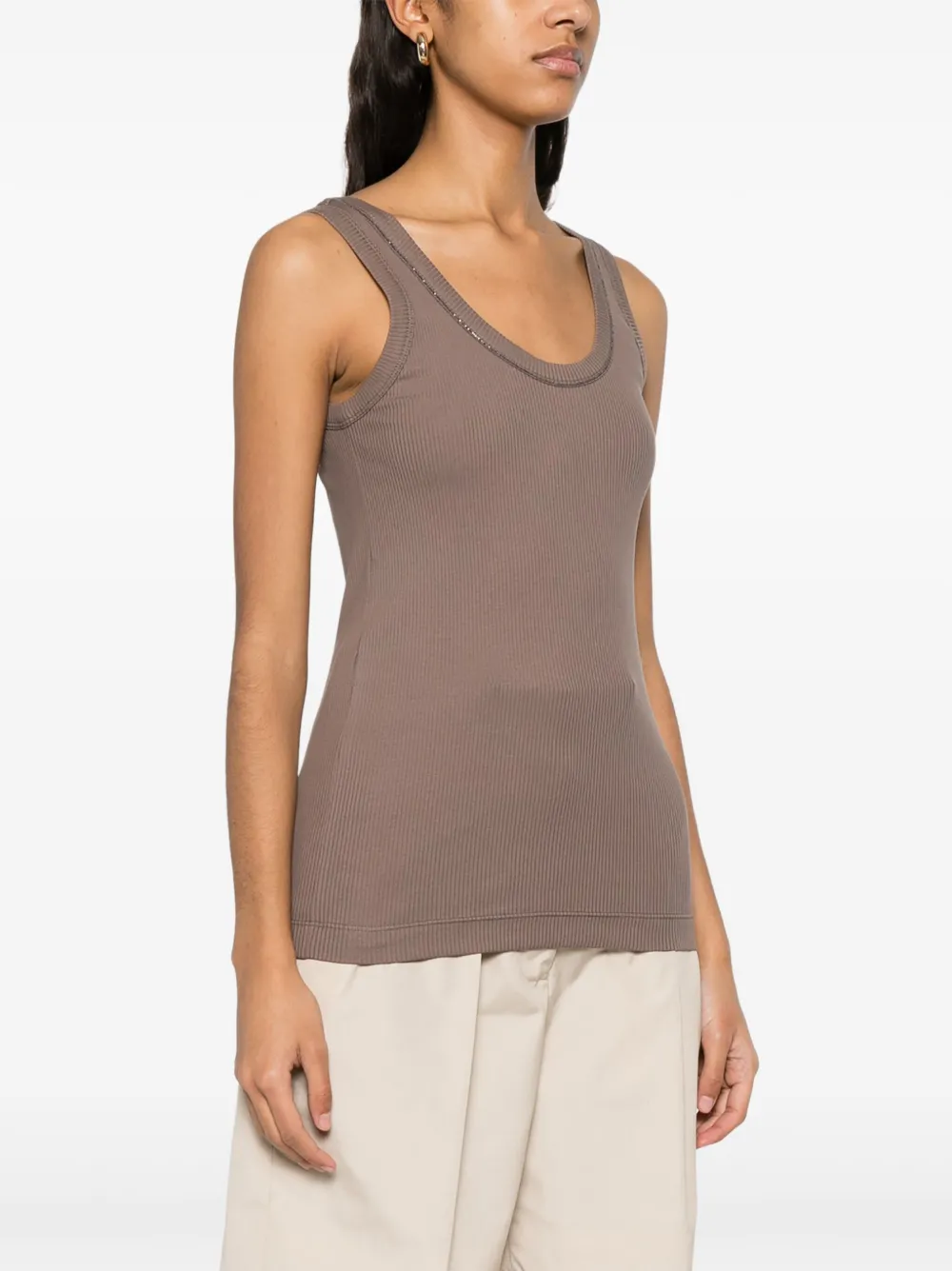 Brunello Cucinelli Geribbelde tanktop Bruin