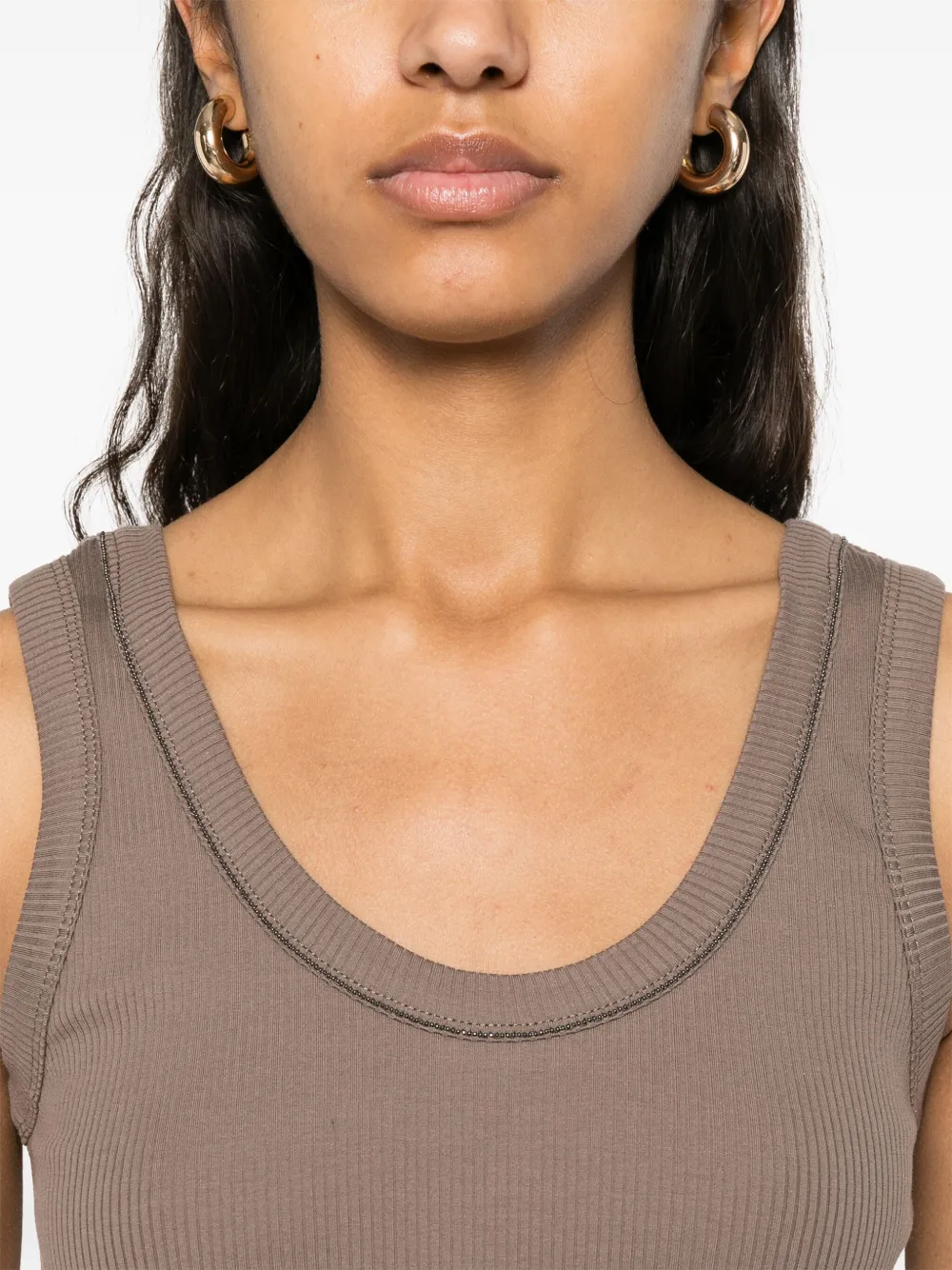 Brunello Cucinelli Geribbelde tanktop Bruin