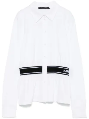売れ筋商品|||カールラガーフェルド カットソー トップス レディース Women's Embellished Bib Shirt White レディース Tシャツ | KARL LAGERFELD