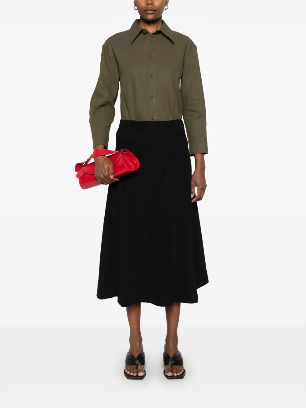 Jil Sander Flared midi-rok - Zwart