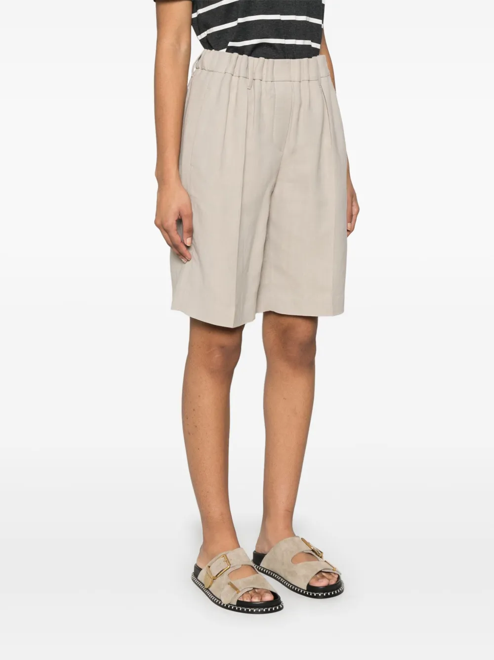 Brunello Cucinelli Shorts met elastische taille Bruin