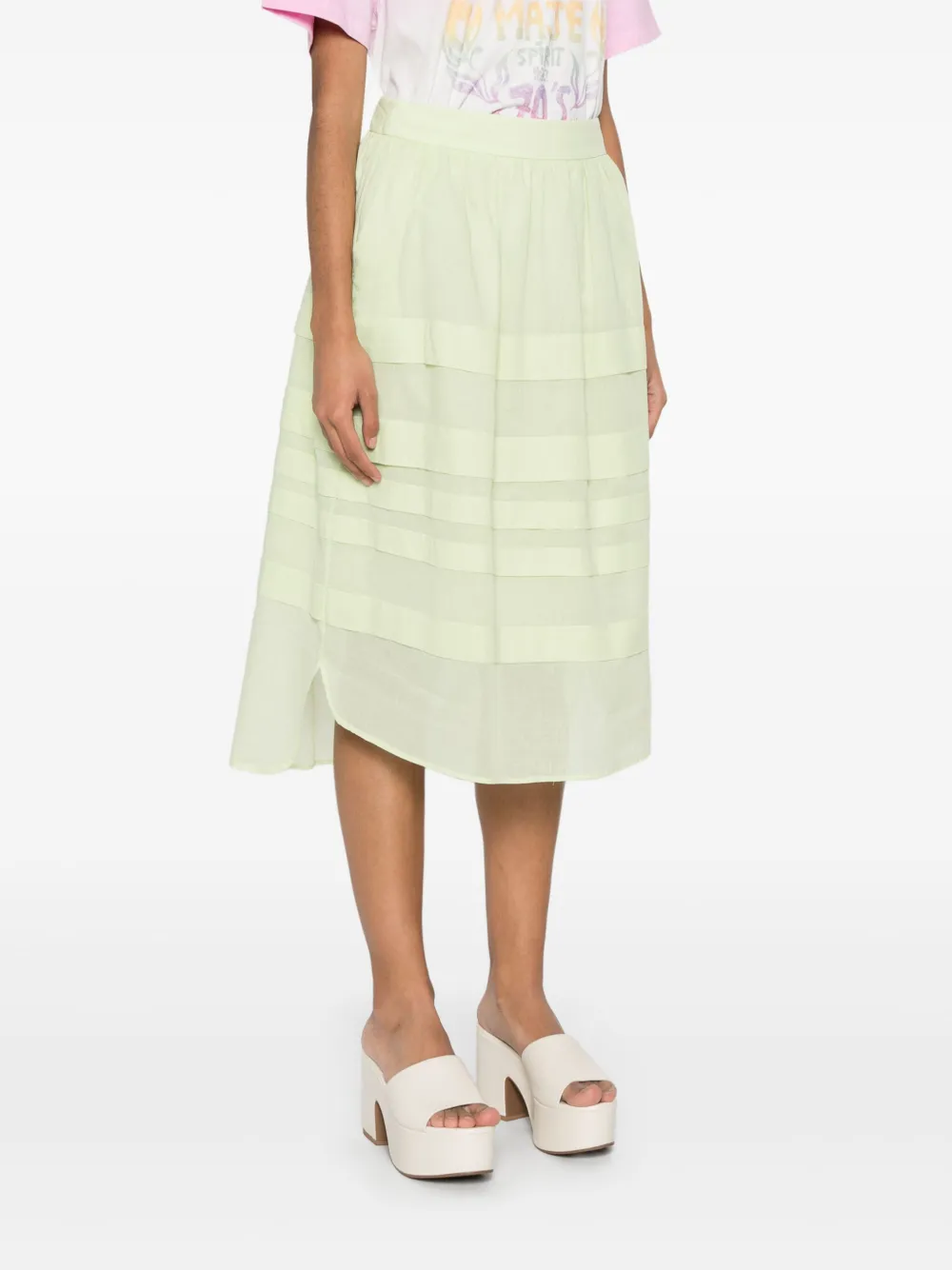 Shop Peserico Ribbed Midi Skirt In Green