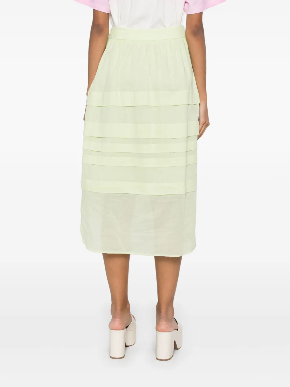 Shop Peserico Ribbed Midi Skirt In Green