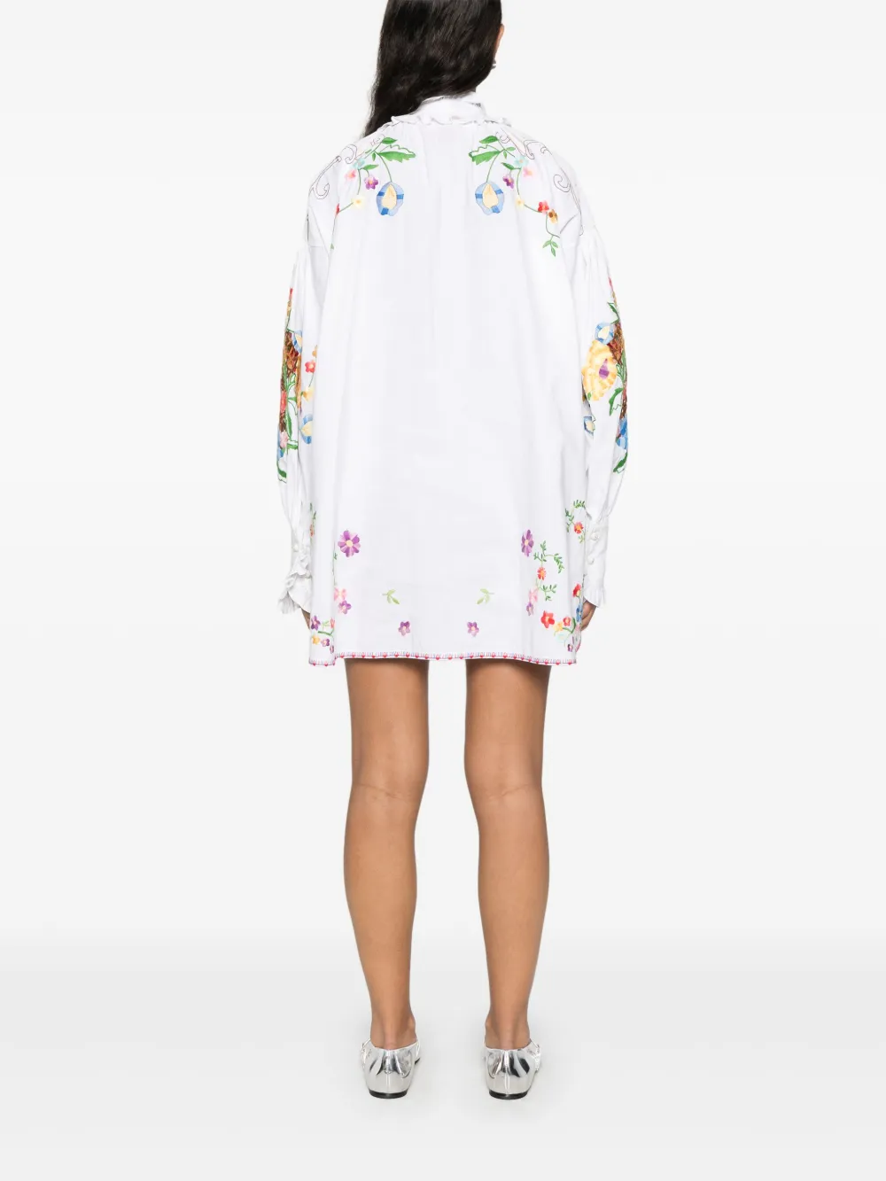 Valentino Garavani Mini-jurk met geborduurde bloemen Wit