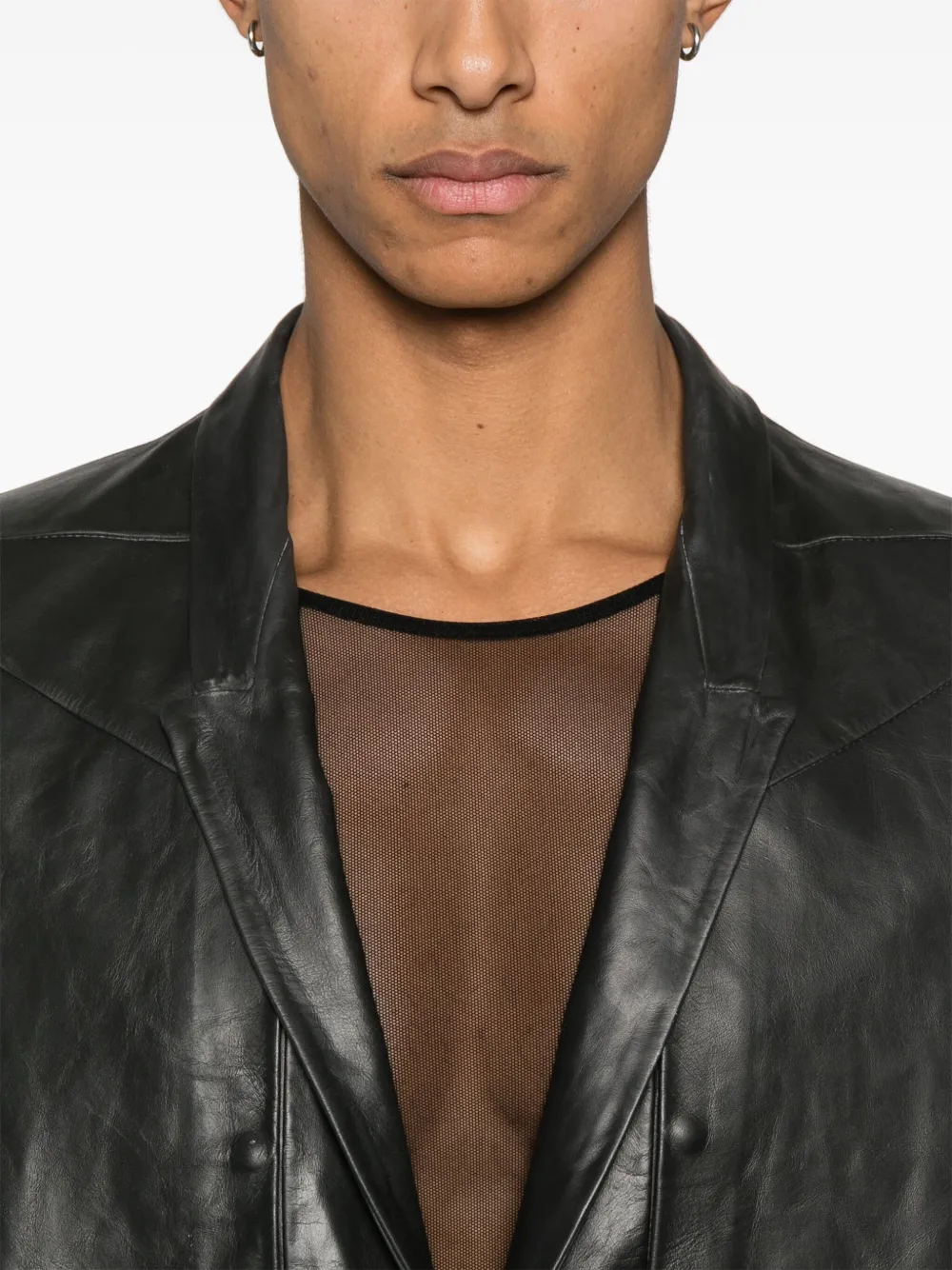 Rick Owens Black Hollywood Lido Leather Coat In Black