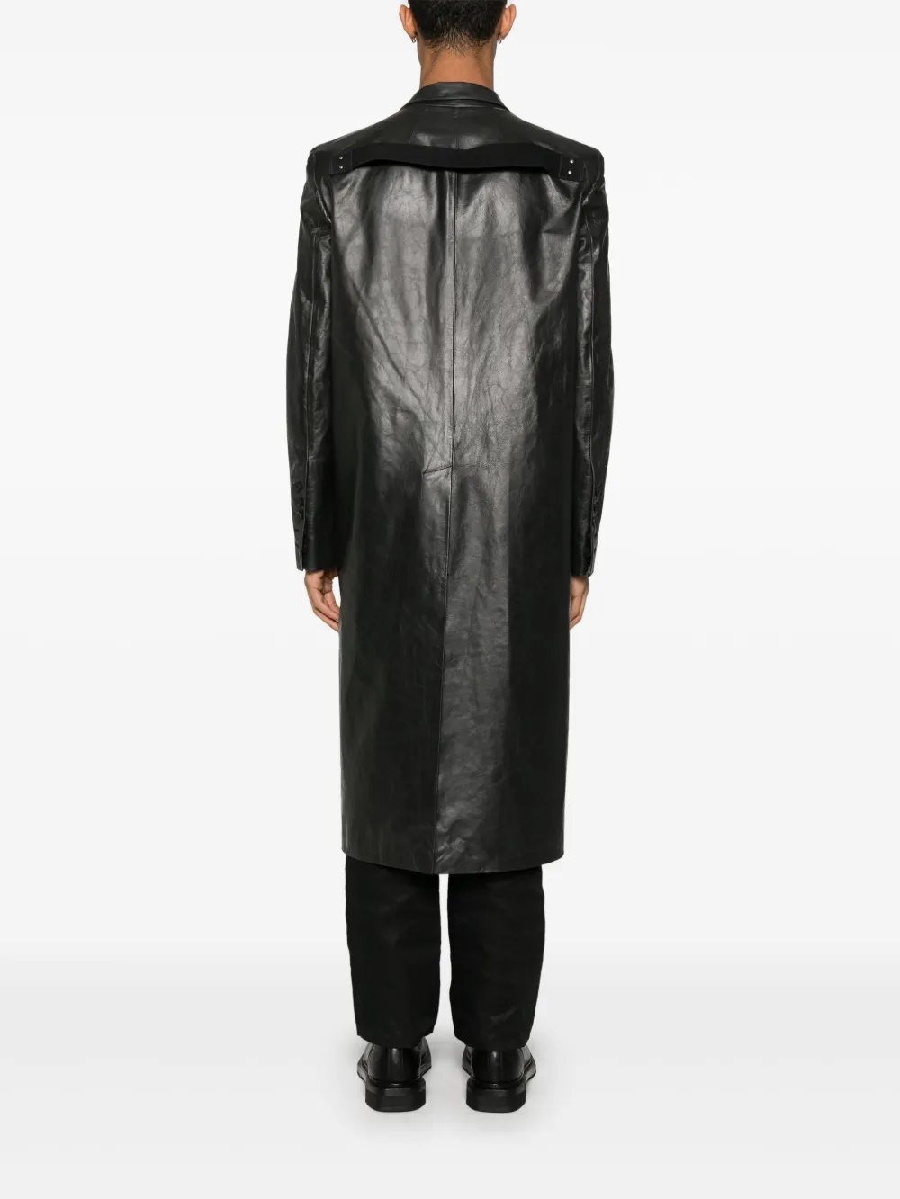 Rick Owens Black Hollywood Lido Leather Coat In Black