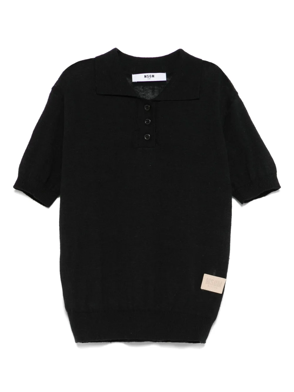 MSGM Kids Fijngebreid poloshirt Zwart