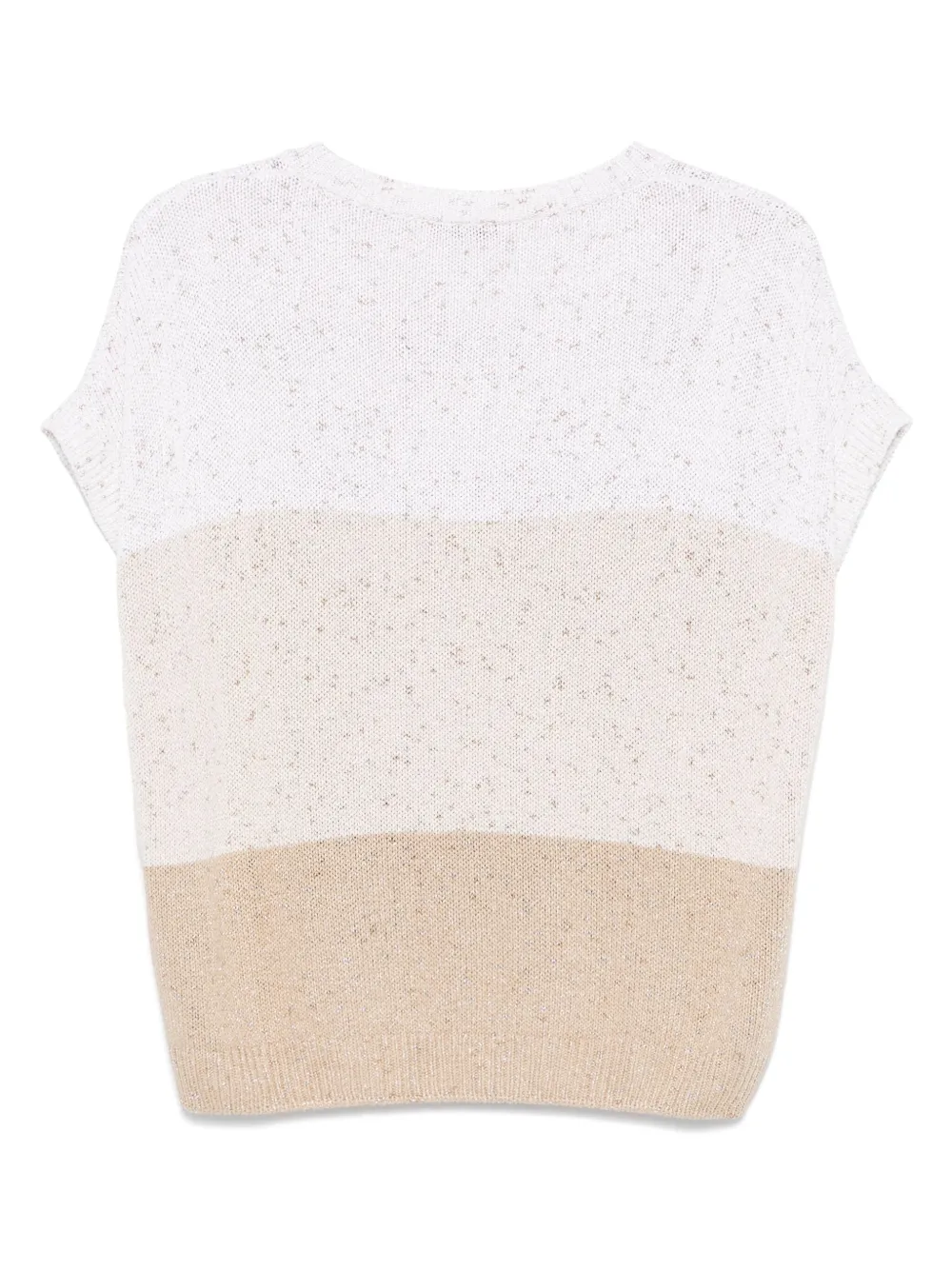 Le Tricot Perugia Tanktop met lurex detail - Beige